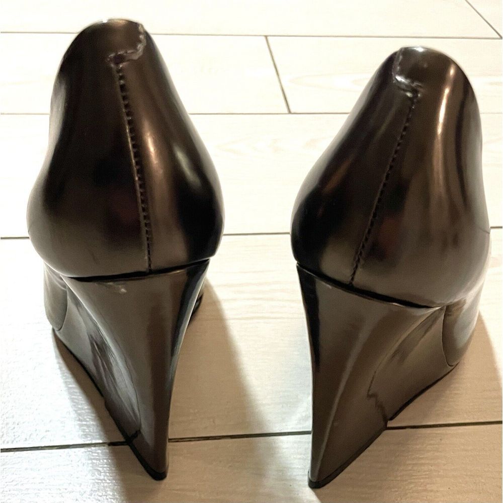 Alice and Olivia by Stacey Bendet high copper Shinny wedge‎ heels size 37.5 - Picture 5 of 6